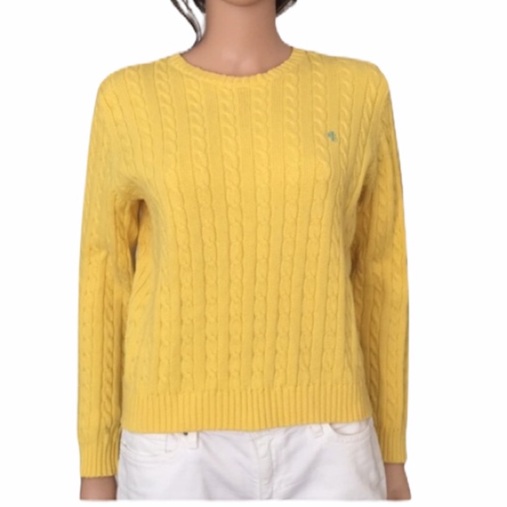 Vintage Ralph Lauren Cotton Cable Cropped Sweater Made In Hong Kong